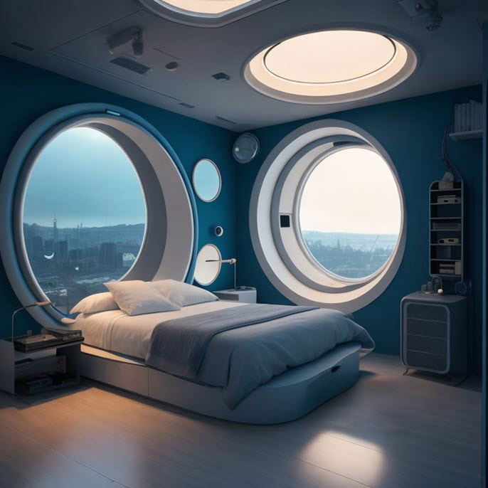 Dormitorio futurista